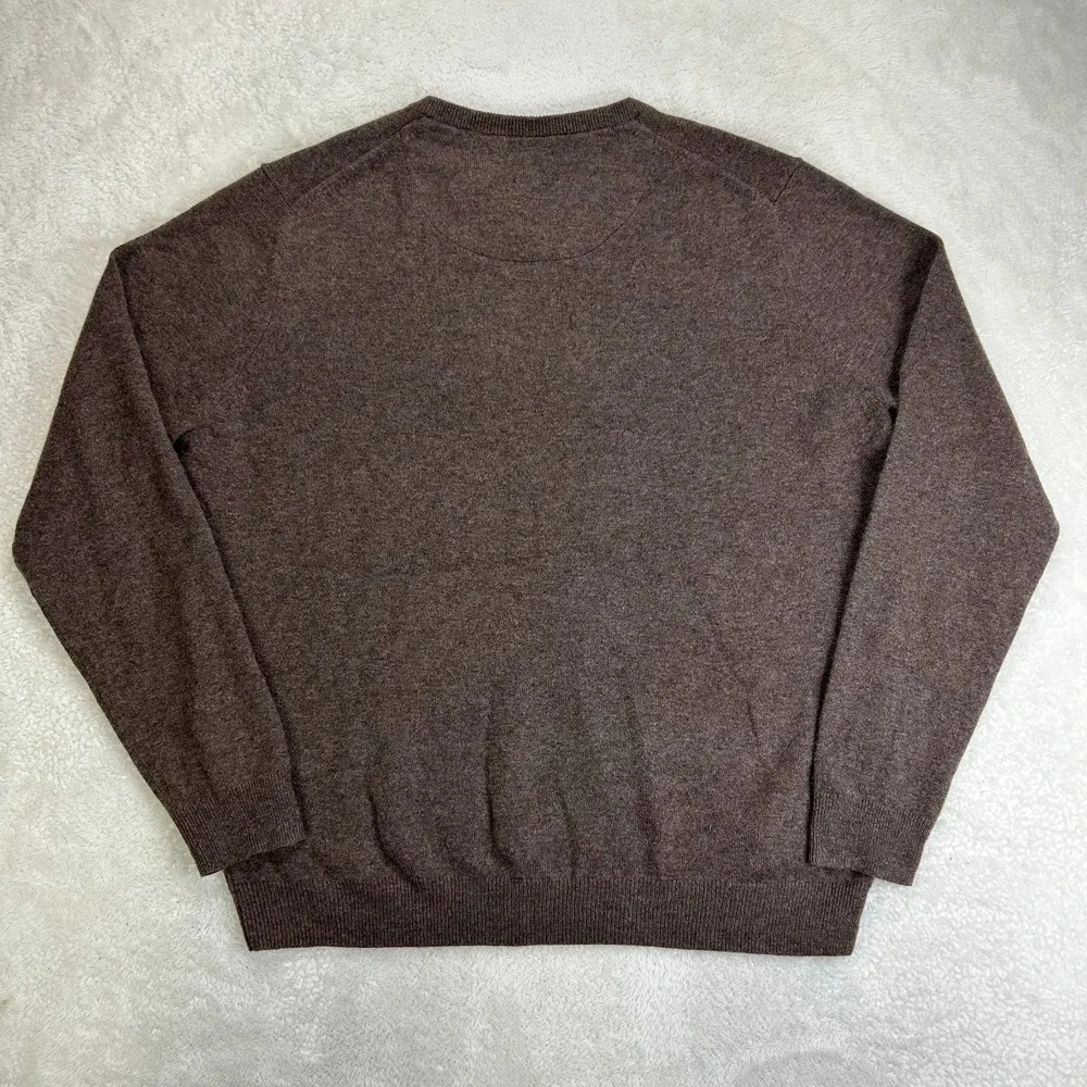 Nordstrom Sweater Mens XL Brown V-Neck Cashmere Knit Winterwear Outdoor Pullover